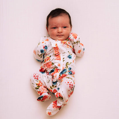 FRENCH FLORAL FOOTED JAMMIES by Milk Snob