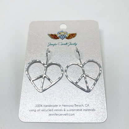 Heart Shaped Peace Sign Earrings by Jennifer Cervelli Jewelry