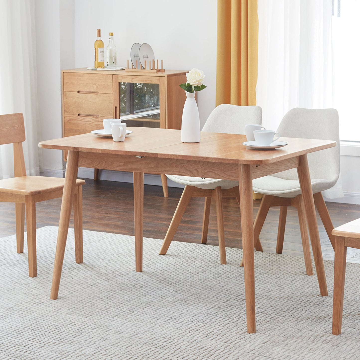 Natural Solid Oak Round Corner Dining Table by Blak Hom