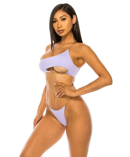 One Shoulder Clear Straps Bikini