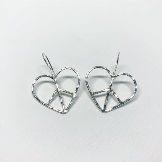 Heart Shaped Peace Sign Earrings by Jennifer Cervelli Jewelry