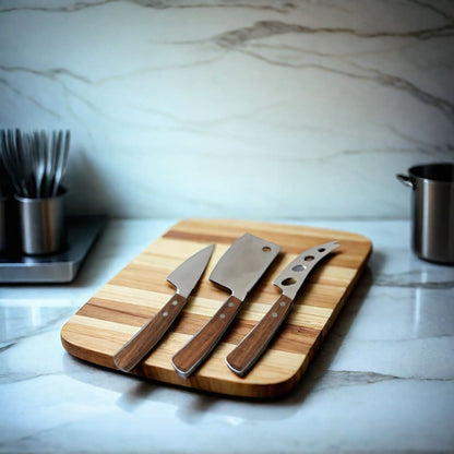 3-Piece Cheese Knife Set with Wooden Handles by Creative Gifts