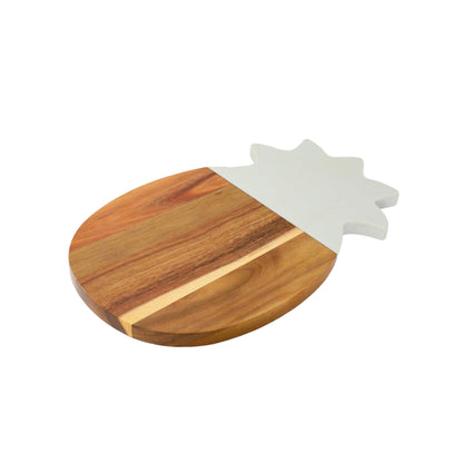 White Marble and Acacia Wood Pineapple Board by Creative Gifts