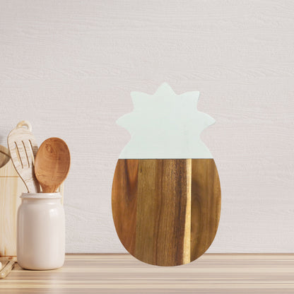 White Marble and Acacia Wood Pineapple Board by Creative Gifts