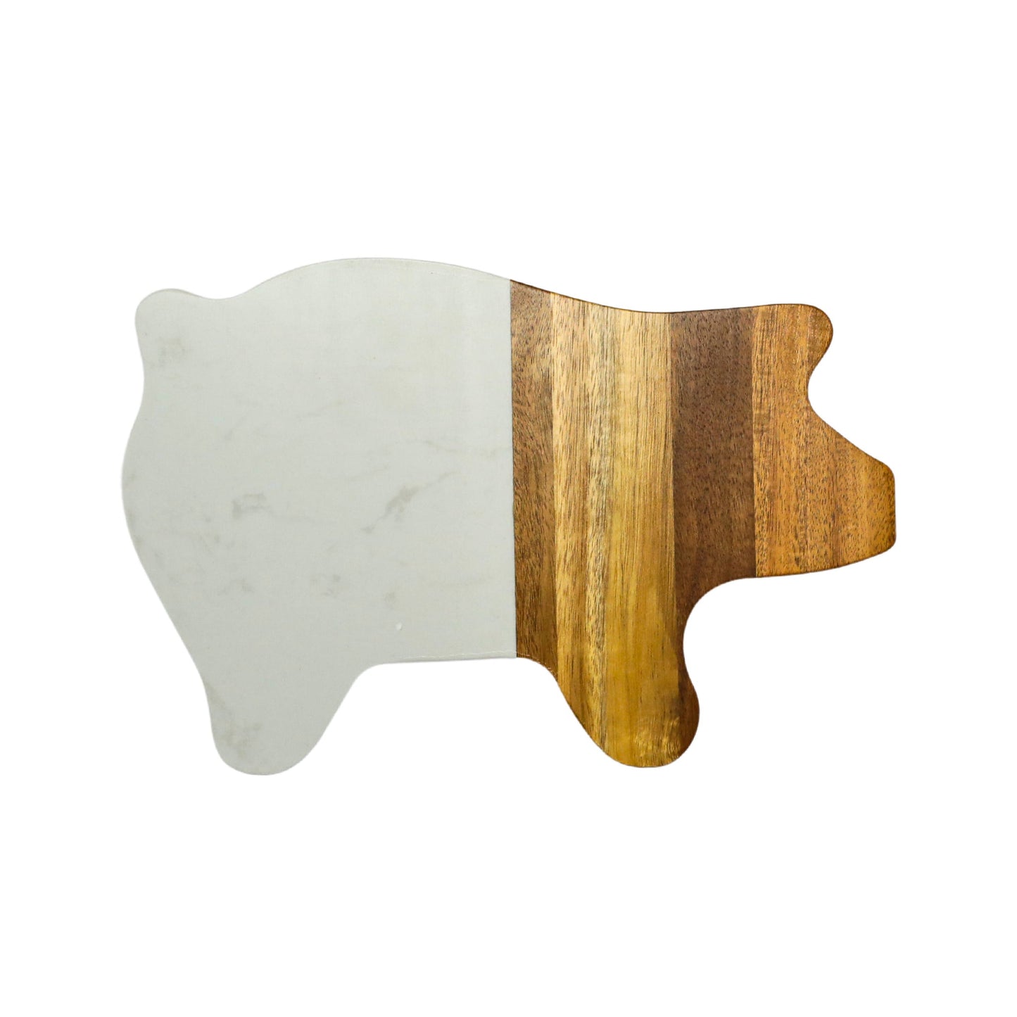 White Marble and Acacia Wood Pig Board by Creative Gifts