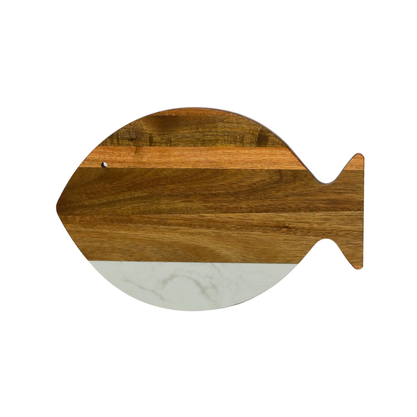 White Marble and Acacia Wood Fish Board by Creative Gifts