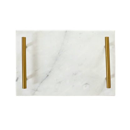 White Marble Board with Gold Handles by Creative Gifts