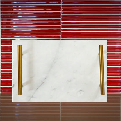 White Marble Board with Gold Handles by Creative Gifts