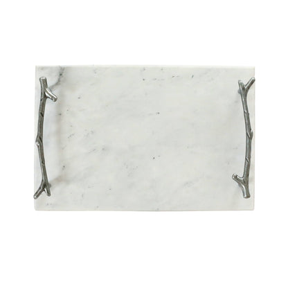 White Marble Board with Silver Branch Handles by Creative Gifts