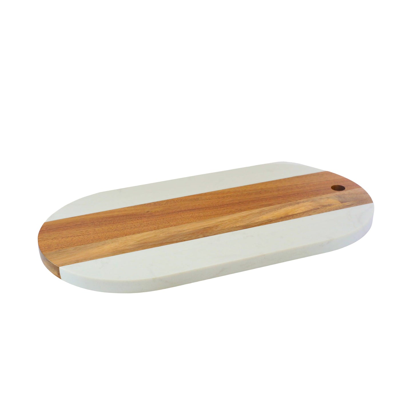 White Marble and Acacia Wood Oval Board by Creative Gifts