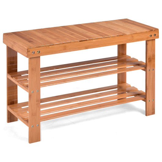 3 Tier Bamboo Bench Storage Shoe Shelf-Natural by VYSN