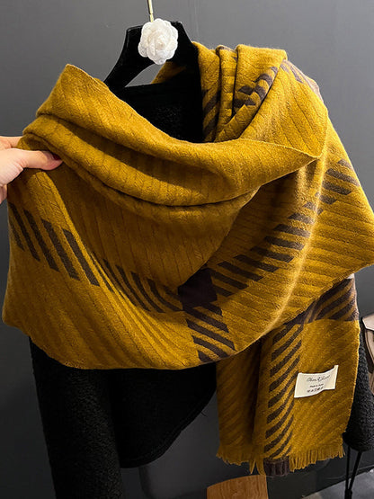 Urban Imitated Cashmere Stripped Warm Shawl&Scarf by migunica