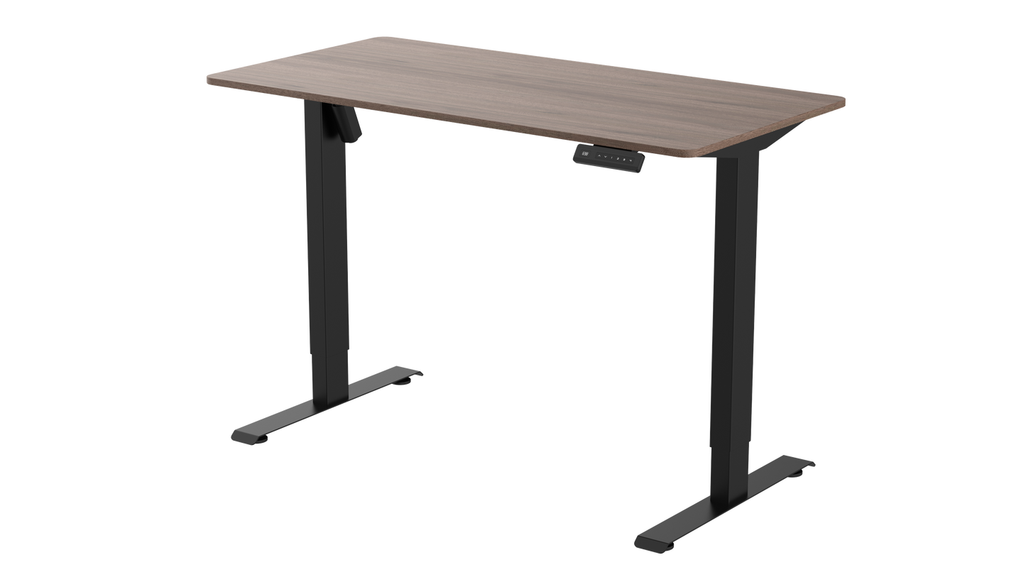 Height Adjustable Electric Standing Desk, 47 x 24 Inches Sit Stand up Desk, Home Office Desk with Whole-Piece Desktop, Walnut table top/Black Frame