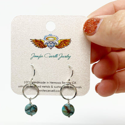 Turquoise Disc Drop Earrings by Jennifer Cervelli Jewelry