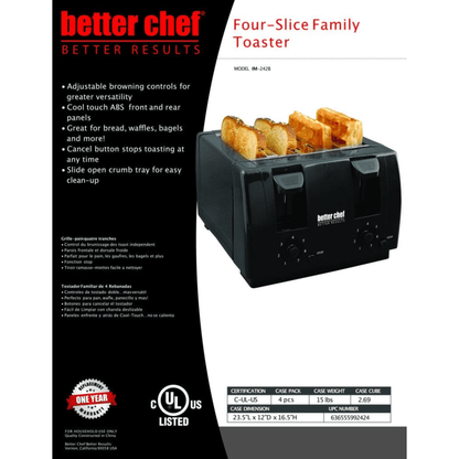 Better Chef Wide Slot 4-Slice Dual Control Toaster by Jupiter Gear Home