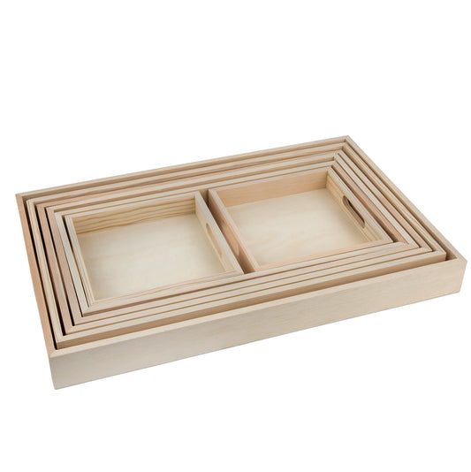 Wooden Nested Serving Trays 7 Pack Set Of Rectangle by Hammont