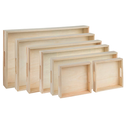 Wooden Nested Serving Trays 7 Pack Set Of Rectangle by Hammont