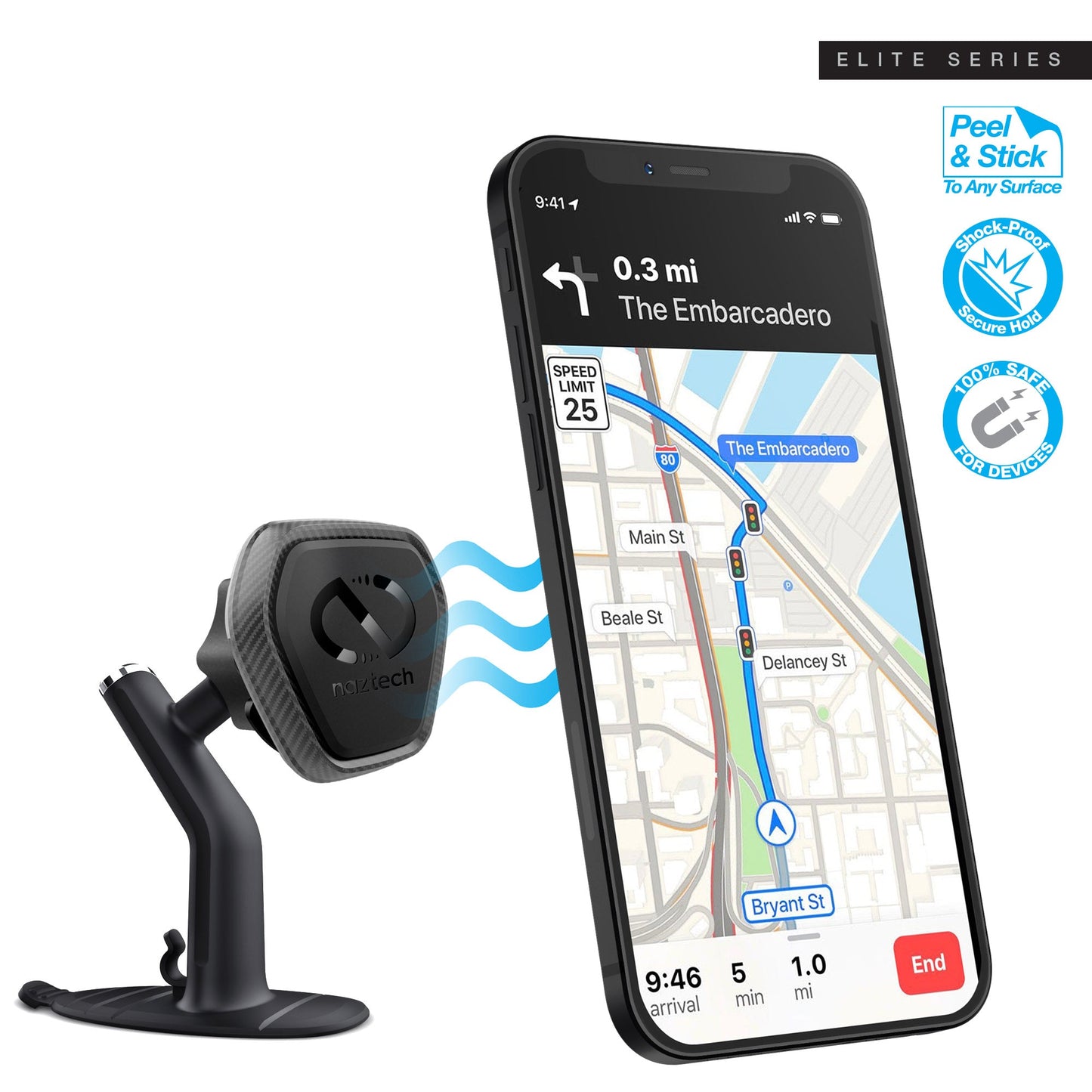 Naztech MagBuddy Elite Dash Mini Mount with Flexible Base (15523-HYP) by Jupiter Gear Home