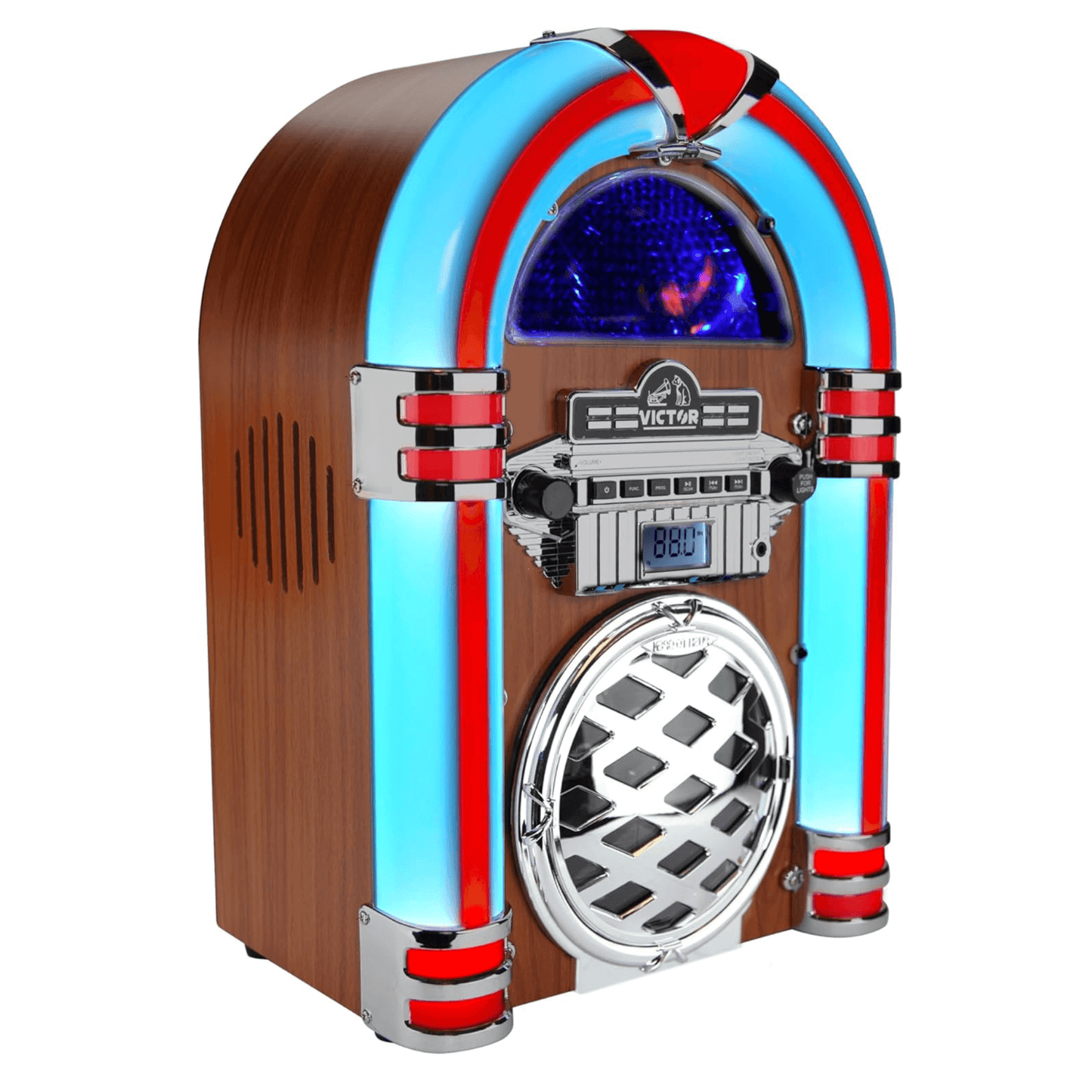 Victor Broadway II Desktop CD Jukebox with Multi-Color LED Lighting and FM Radio by Jupiter Gear Home