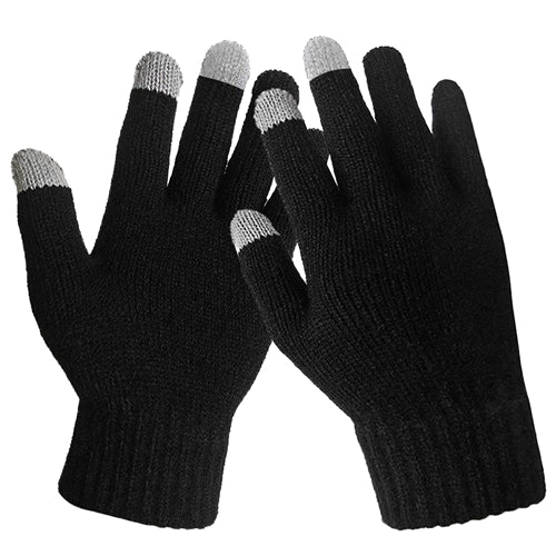 Unisex Touch Screen Gloves Full Finger Winter Warm Knitted Gloves For Warmth Running Cycling Camping Hiking - Black by VYSN