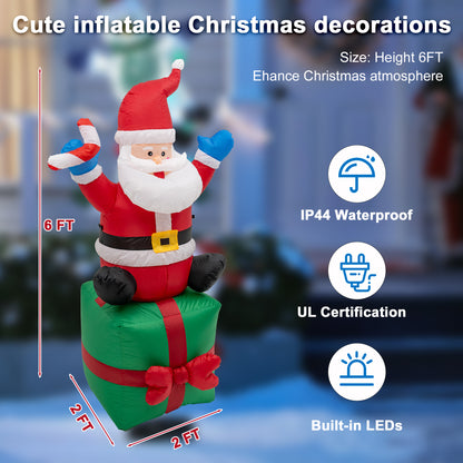 Foot Christmas Inflatable Santa Claus Outdoor Decorations with Build-in LED Lights, Waterproof Xmas Family Inflatable Decor for Yard Lawn Garden Home Party Indoor Outdoor