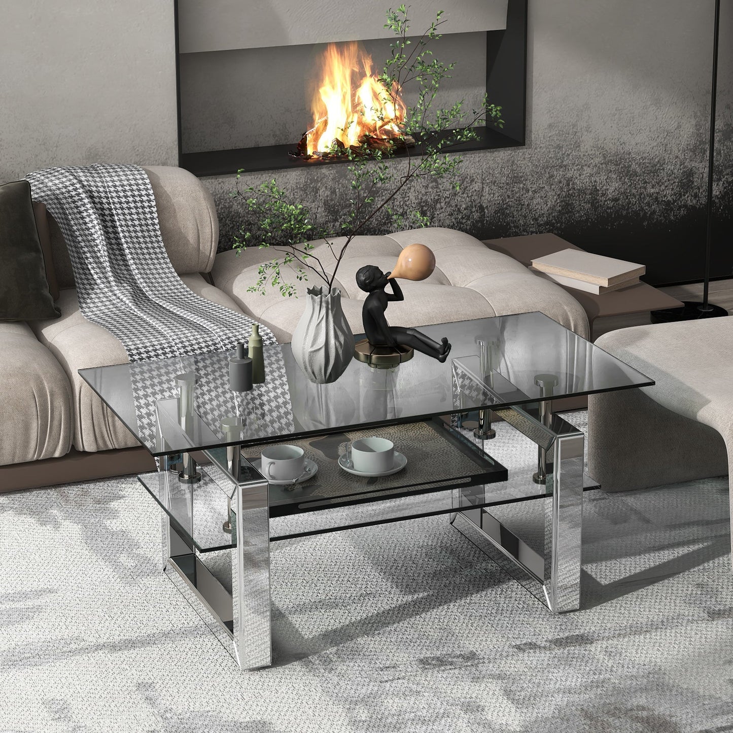 Transparent Tempered Glass Coffee Table by Blak Hom