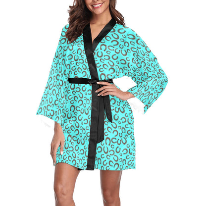 Mini Turquoise Horeshoe Women's Lounge Kimono Robe by Baha Ranch Western Wear