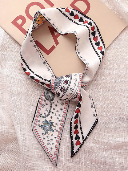 Original Flower&Letter Print Hair Band&Silk Scarf by migunica