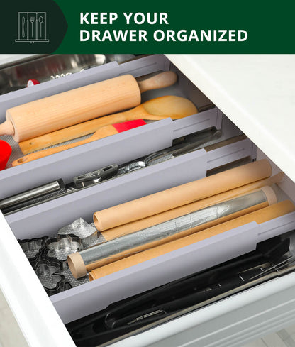 Drawer Dividers Organizers Set of 4 Gray Color by Royal Craft Wood