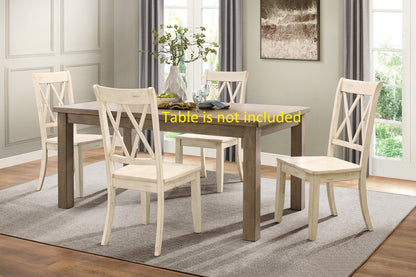 Casual White Finish Side Chairs Set of 2 Pine Veneer Transitional Double-X Back Design Dining Room Furniture