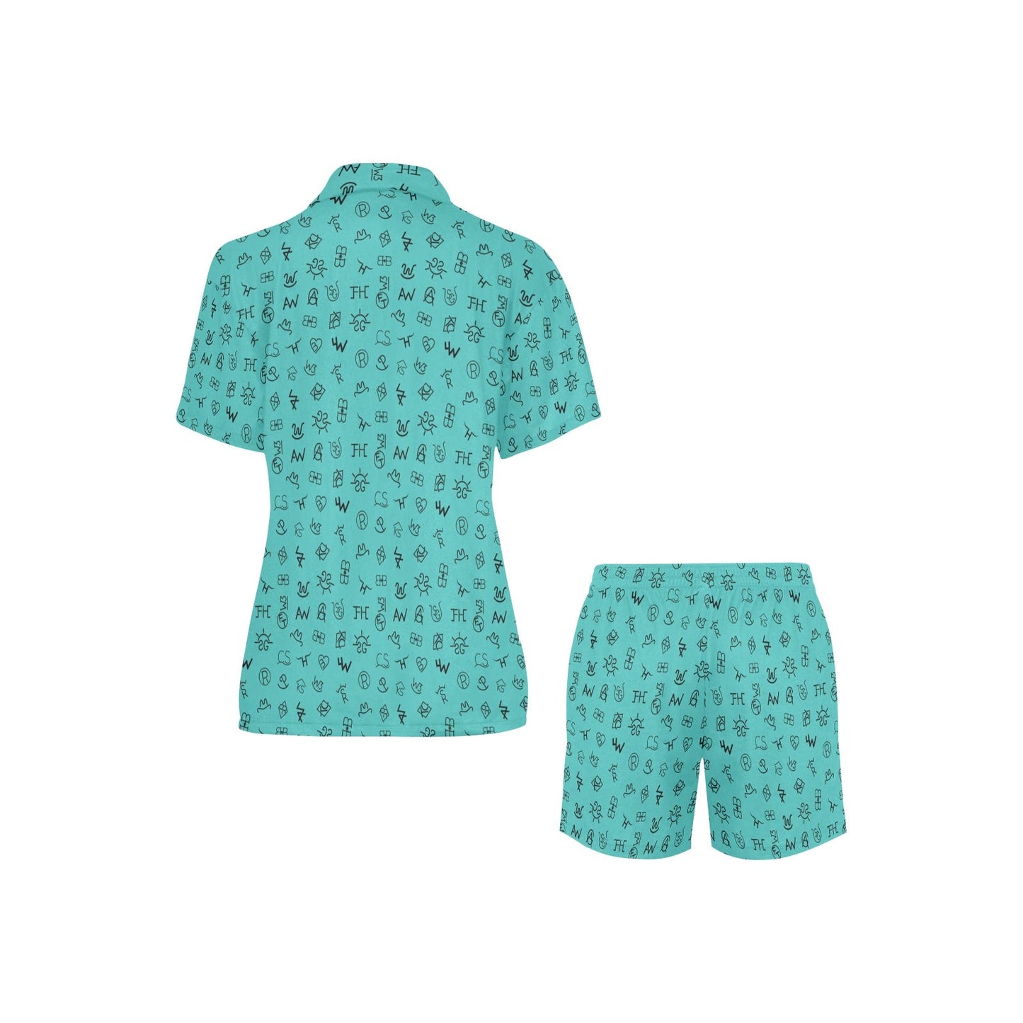 Mini Turquoise Cattle Brands Women's Western pajama Set by Baha Ranch Western Wear