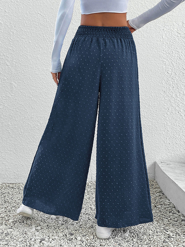 Wide Leg Elasticity Jacquard Pants Trousers by migunica