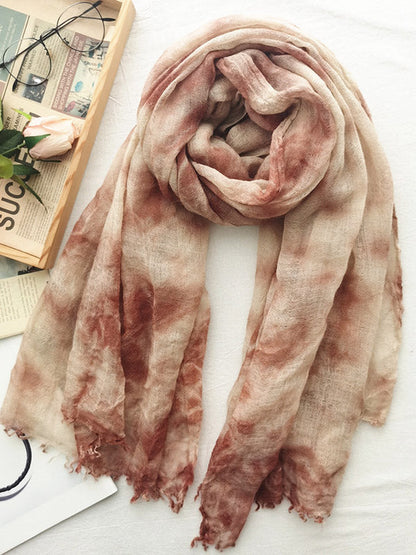 Vintage Tie-Dyed Fringed Scarf by migunica