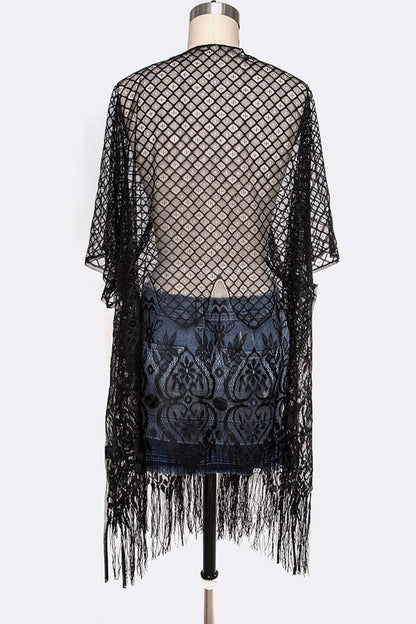 Lace Fringe Kimono Cardigan