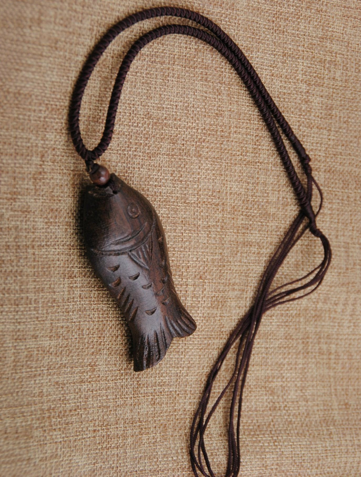 Natural National Wood Fish Necklace by migunica