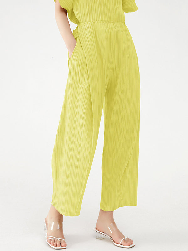 Urban Loose Pleated Wide Leg Elasticity Harem Pants by migunica