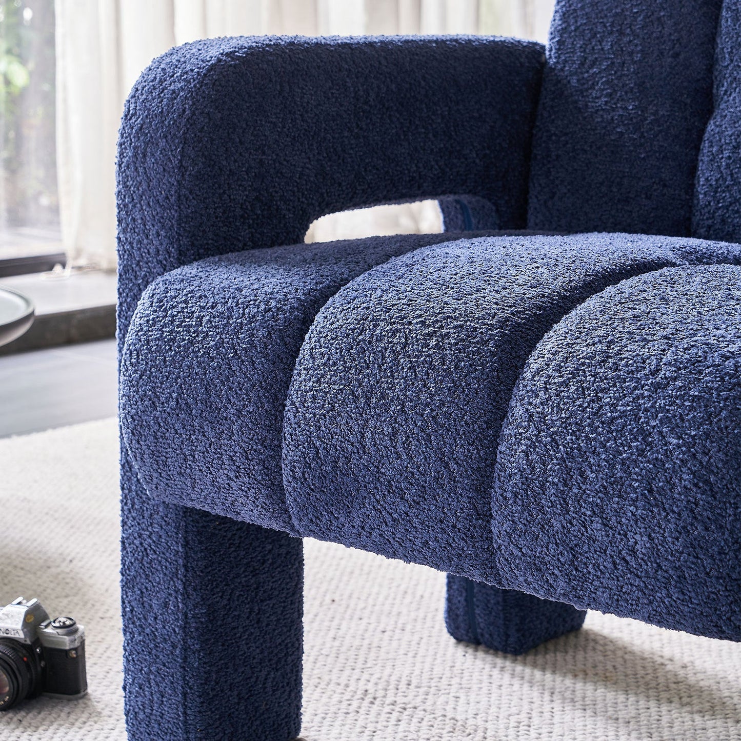 Wide Boucle Upholstered Accent Chair by Blak Hom