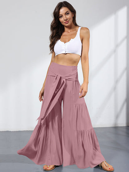 11 Colors Simple High Waisted Solid Color Casual Wide Leg Pants by migunica