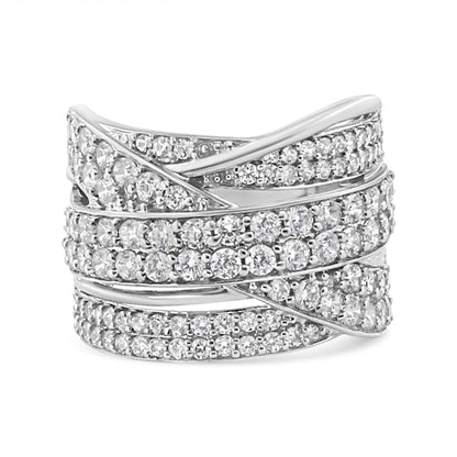 .925 Sterling Silver 2.00 Cttw Round-Cut Diamond Overlapping Bypass Band Ring (I-J Color, I2-I3 Clarity) by Infinite Jewels