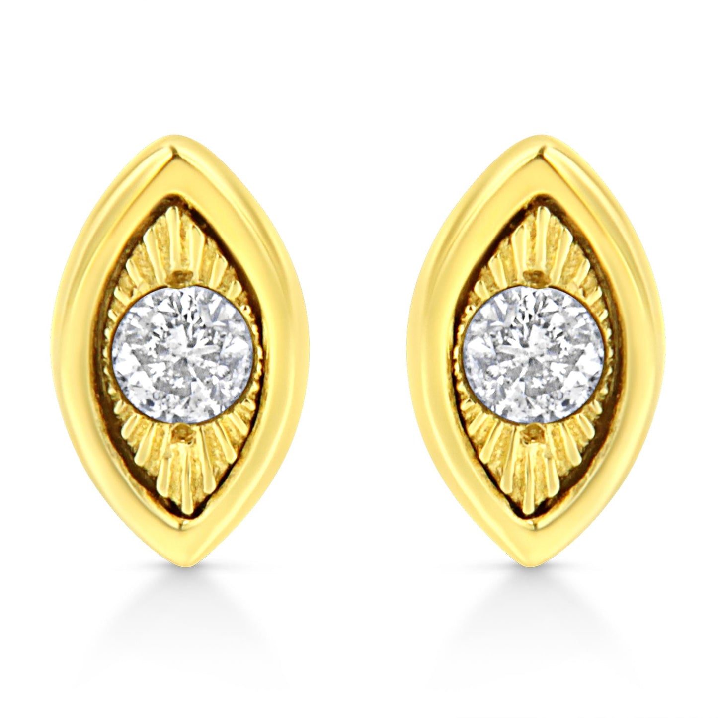 10K Yellow Gold Plated .925 Sterling Silver 1/10 Cttw Miracle-Set Diamond Stud Earrings - Choice of Shapes by Infinite Jewels