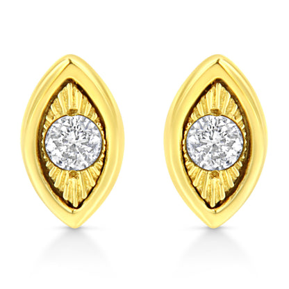 10K Yellow Gold Plated .925 Sterling Silver 1/10 Cttw Miracle-Set Diamond Stud Earrings - Choice of Shapes by Infinite Jewels