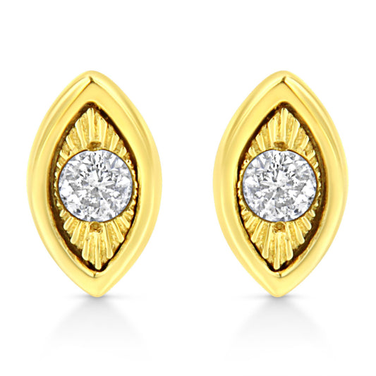 10K Yellow Gold Plated .925 Sterling Silver 1/10 Cttw Miracle-Set Diamond Stud Earrings - Choice of Shapes by Infinite Jewels