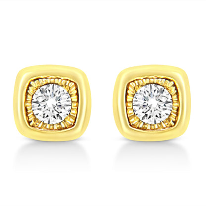 10K Yellow Gold Plated .925 Sterling Silver 1/10 Cttw Miracle-Set Diamond Stud Earrings - Choice of Shapes by Infinite Jewels