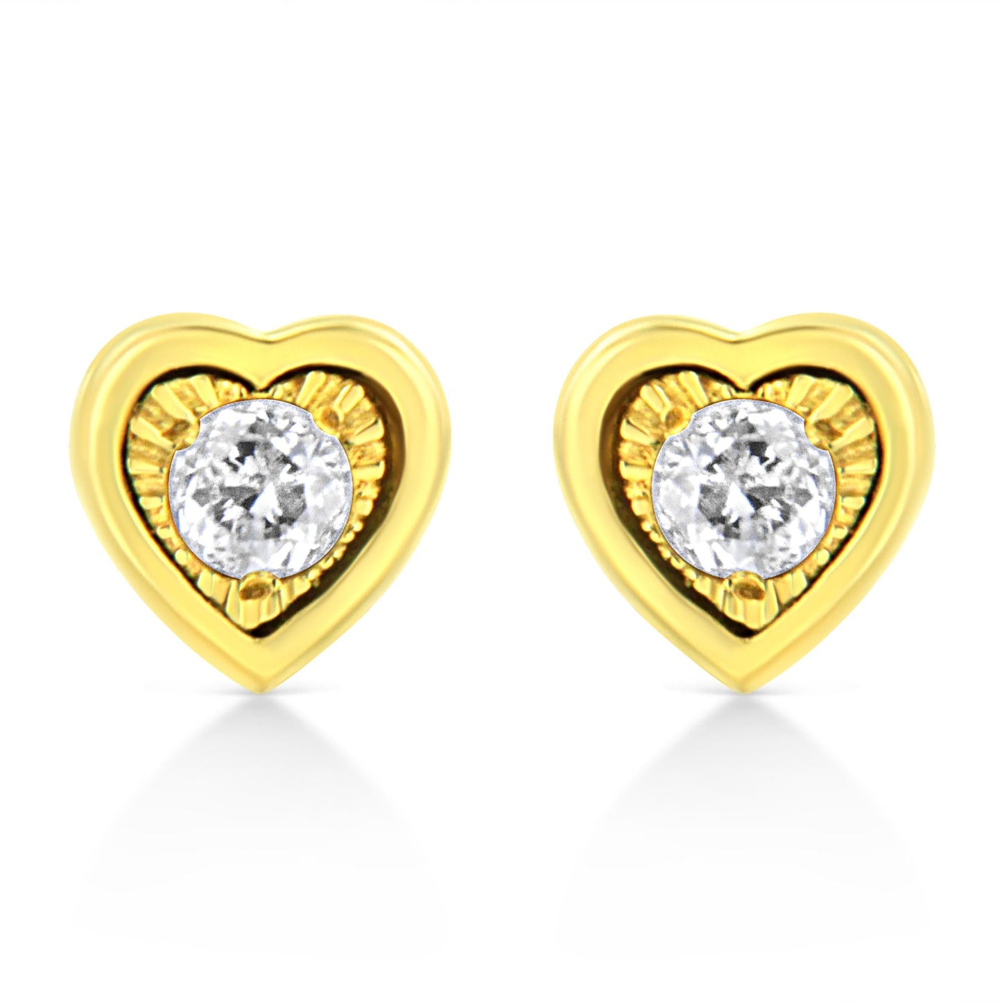 10K Yellow Gold Plated .925 Sterling Silver 1/10 Cttw Miracle-Set Diamond Stud Earrings - Choice of Shapes by Infinite Jewels