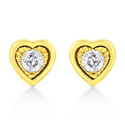 10K Yellow Gold Plated .925 Sterling Silver 1/10 Cttw Miracle-Set Diamond Stud Earrings - Choice of Shapes by Infinite Jewels