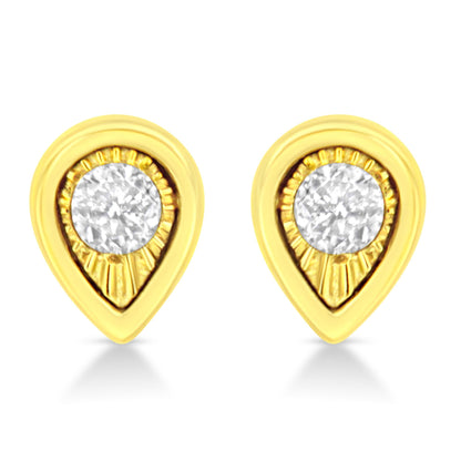 10K Yellow Gold Plated .925 Sterling Silver 1/10 Cttw Miracle-Set Diamond Stud Earrings - Choice of Shapes by Infinite Jewels