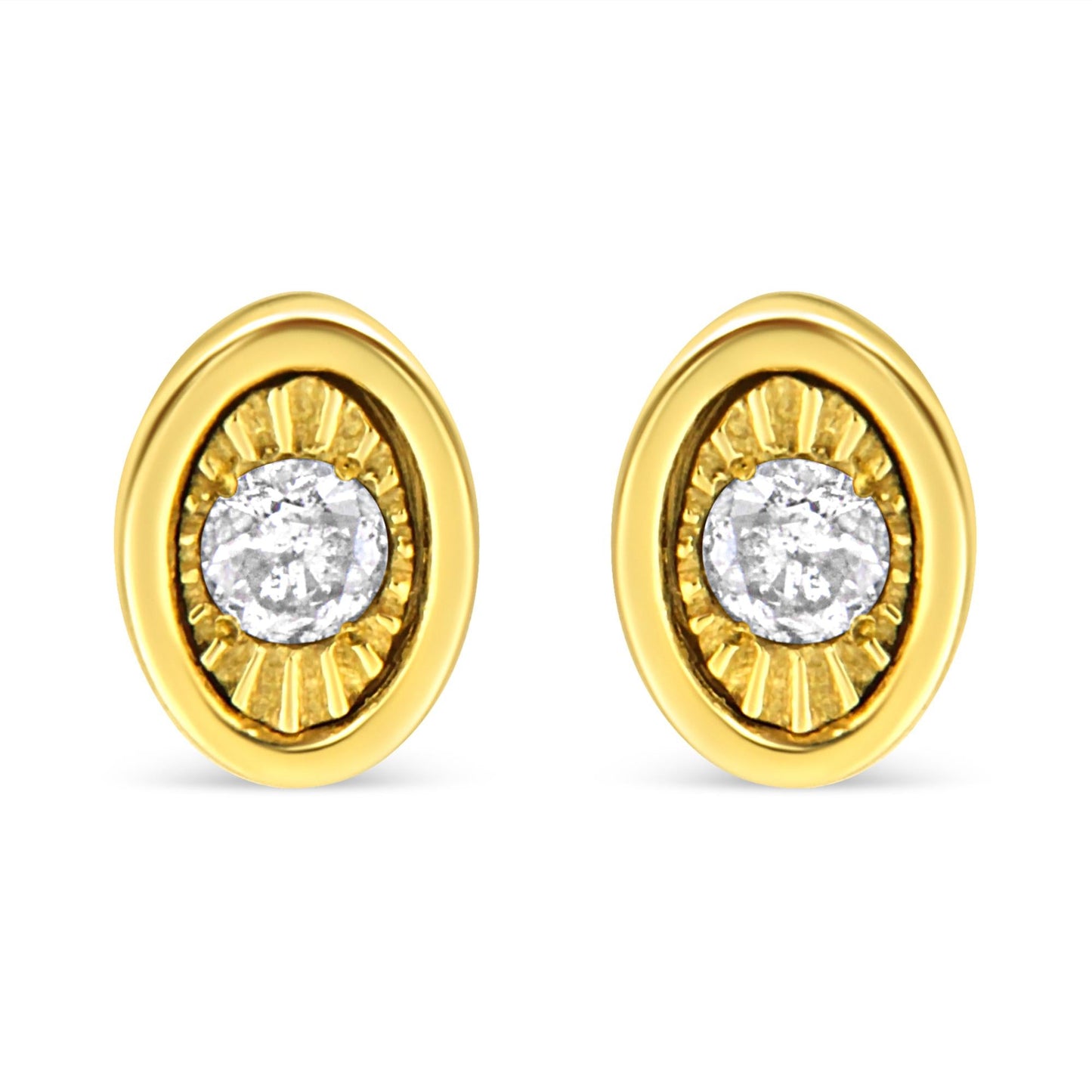 10K Yellow Gold Plated .925 Sterling Silver 1/10 Cttw Miracle-Set Diamond Stud Earrings - Choice of Shapes by Infinite Jewels