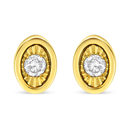 10K Yellow Gold Plated .925 Sterling Silver 1/10 Cttw Miracle-Set Diamond Stud Earrings - Choice of Shapes by Infinite Jewels