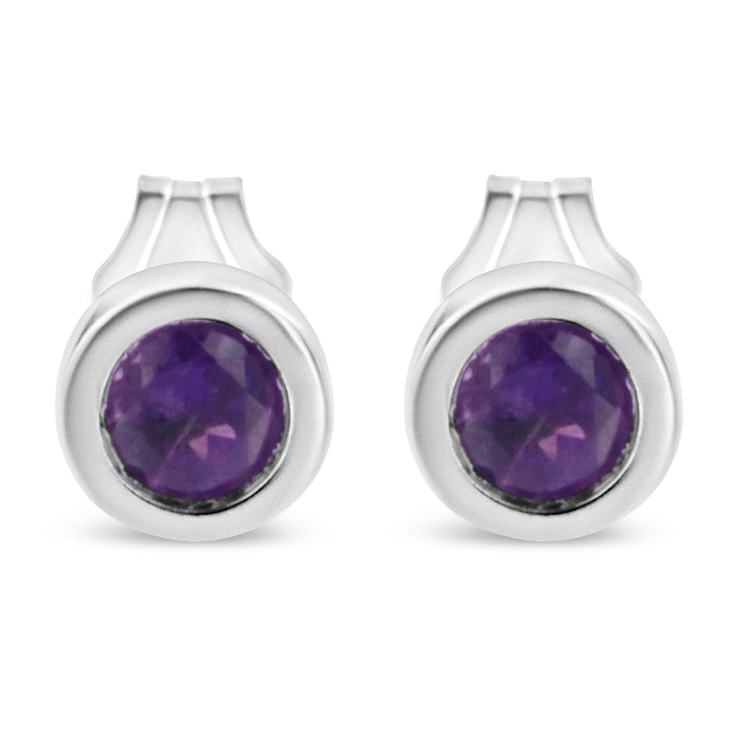 .925 Sterling Silver Bezel Set 3.5mm Created Gemstone Solitaire Stud Earrings by Infinite Jewels