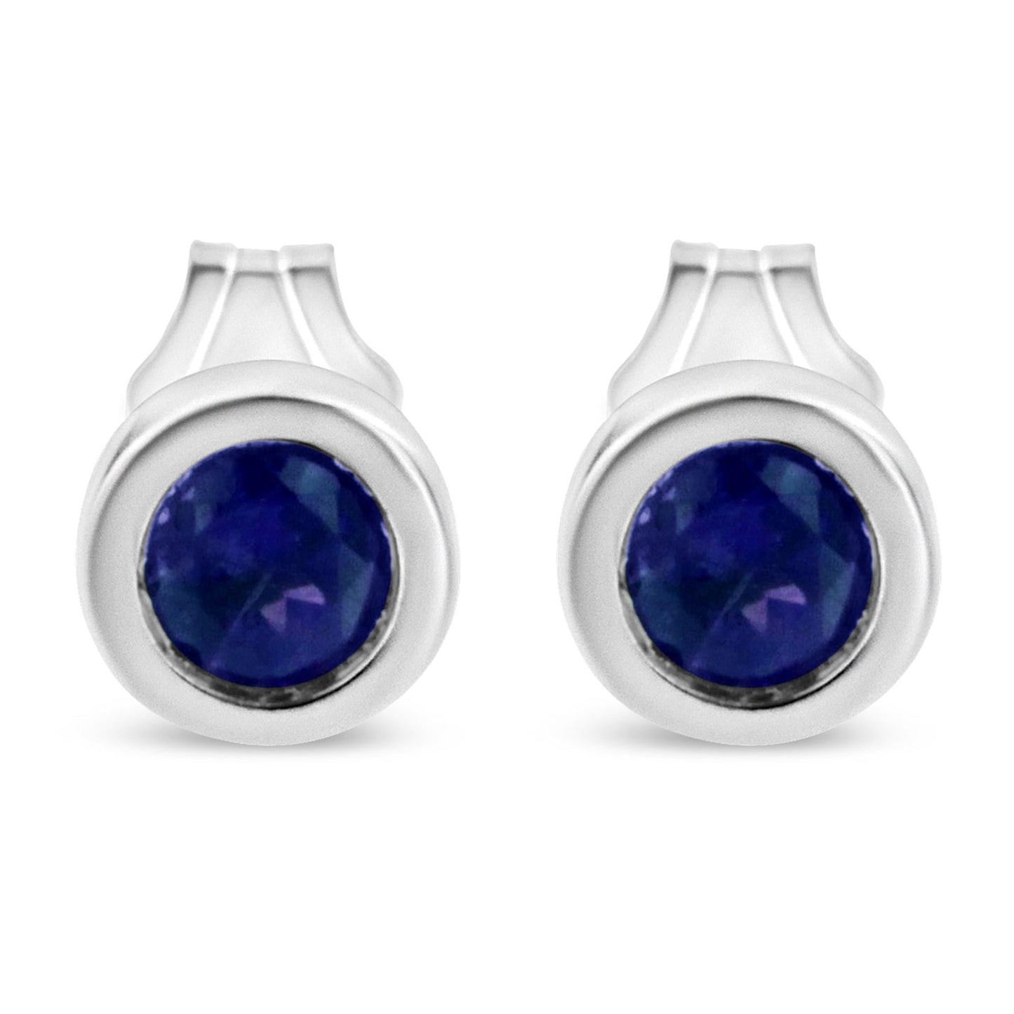 .925 Sterling Silver Bezel Set 3.5mm Created Gemstone Solitaire Stud Earrings by Infinite Jewels